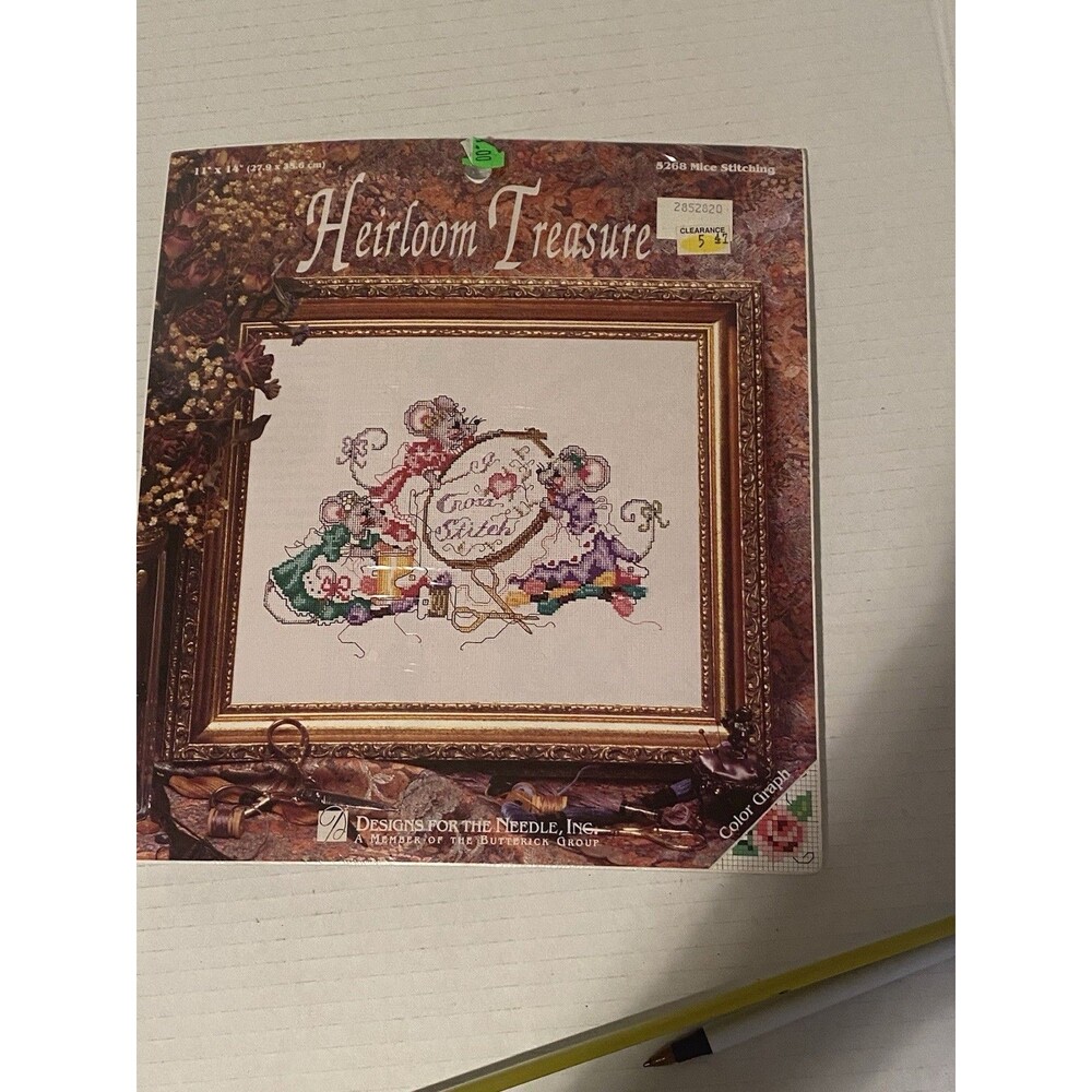 VTG 1993  Heirloom Treasure Mice Mouse Stitching #5268 Cross Stitch Kit
